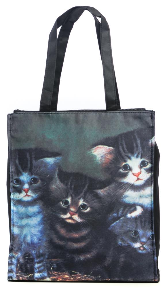 LUCKYWEATHER Shopper Einkaufstasche Twin Double Bag Damen Motiv J.C. Wilsion FOUR KITTENS (Kätzchen)