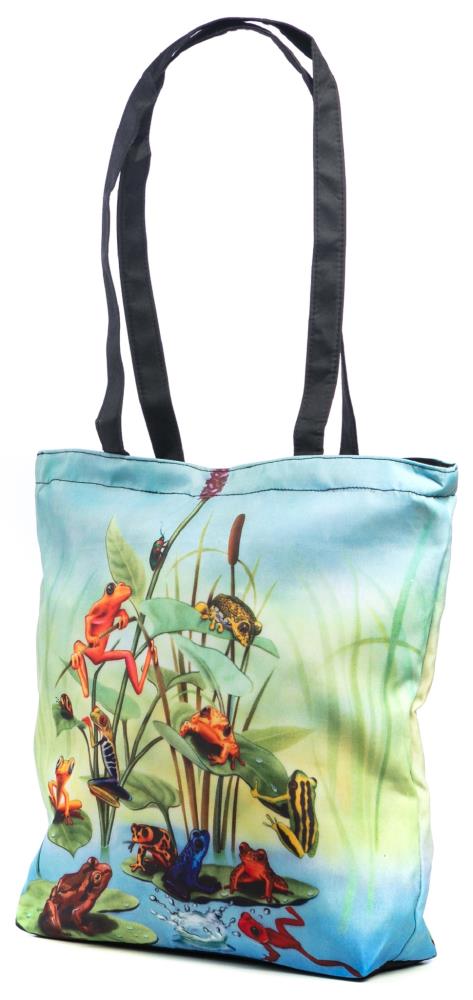 LUCKYWEATHER Shopper Einkaufstasche Damen Motiv FROG FAMILIY I Shopping Bag wasserabweisend