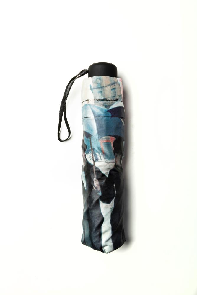 LUCKYWEATHER Regenschirm Taschenschirm Mini Damen/Herren Motiv Caillebotte Rainy Day in Paris