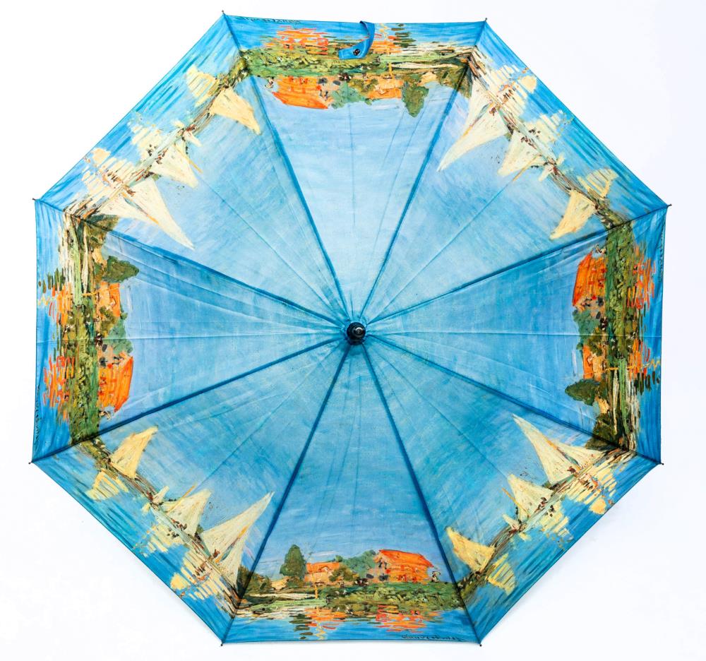 LUCKYWEATHER Regenschirm Stockschirm Damen/Herren Motiv Monet Regatta bei Argenteuil