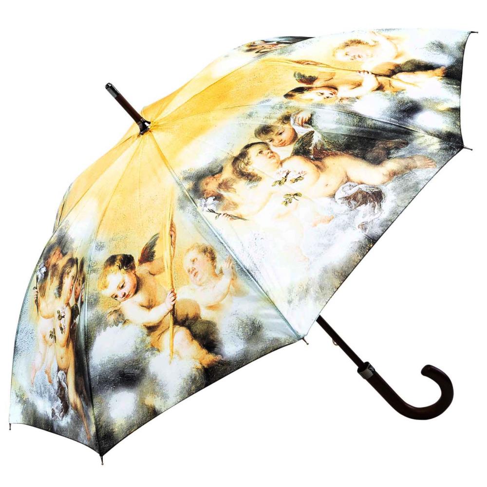LUCKYWEATHER Regenschirm Stockschirm Damen Motiv Engel in den Wolken
