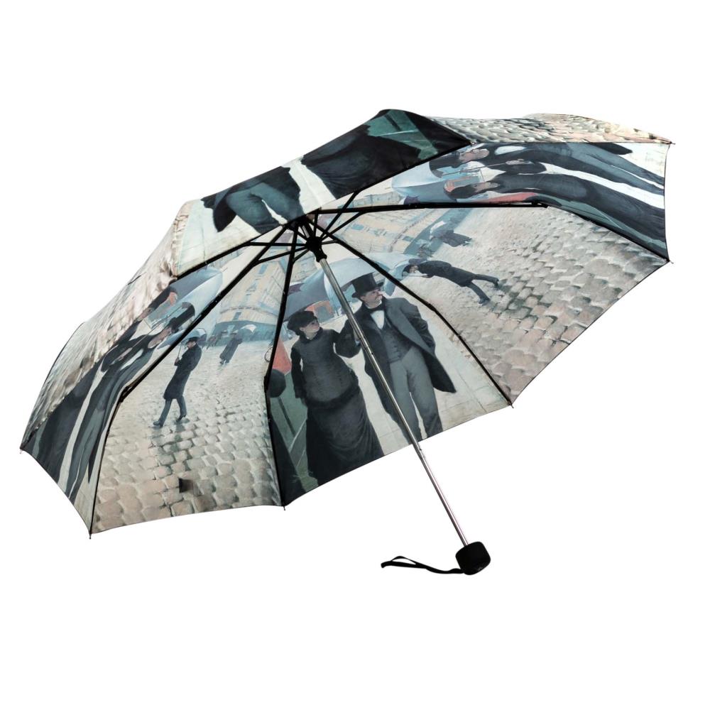 LUCKYWEATHER Regenschirm Taschenschirm Mini Damen/Herren Motiv Caillebotte Rainy Day in Paris