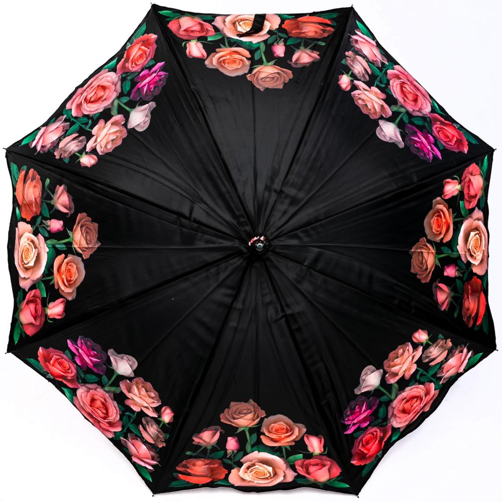 LUCKYWEATHER Regenschirm Stockschirm Damen Motiv Rosen