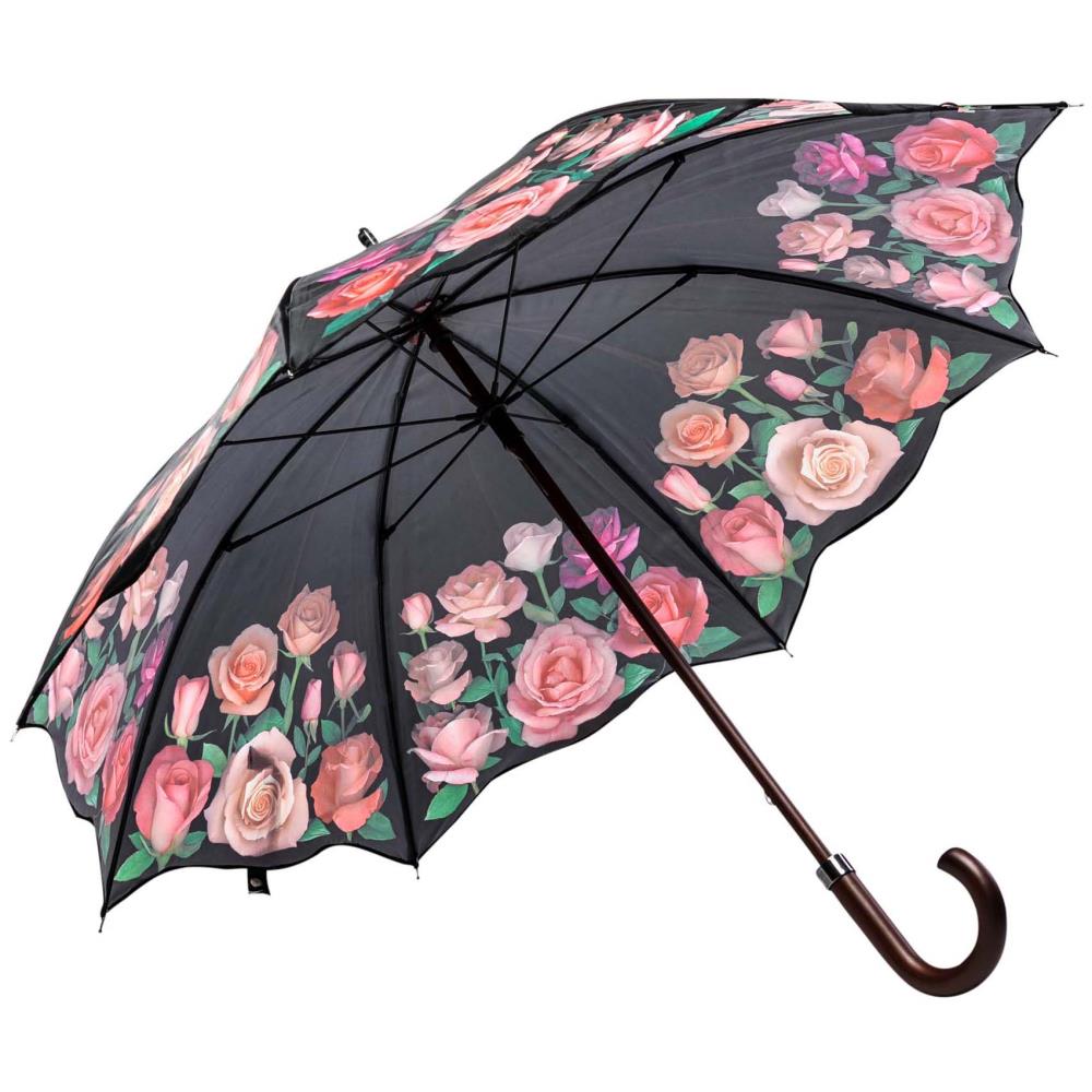 LUCKYWEATHER Regenschirm Stockschirm Damen Motiv Rosen