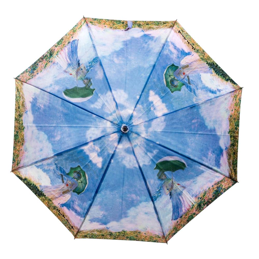 LUCKYWEATHER Regenschirm Stockschirm Damen Motiv Monet Frau mit Sonnenschirm