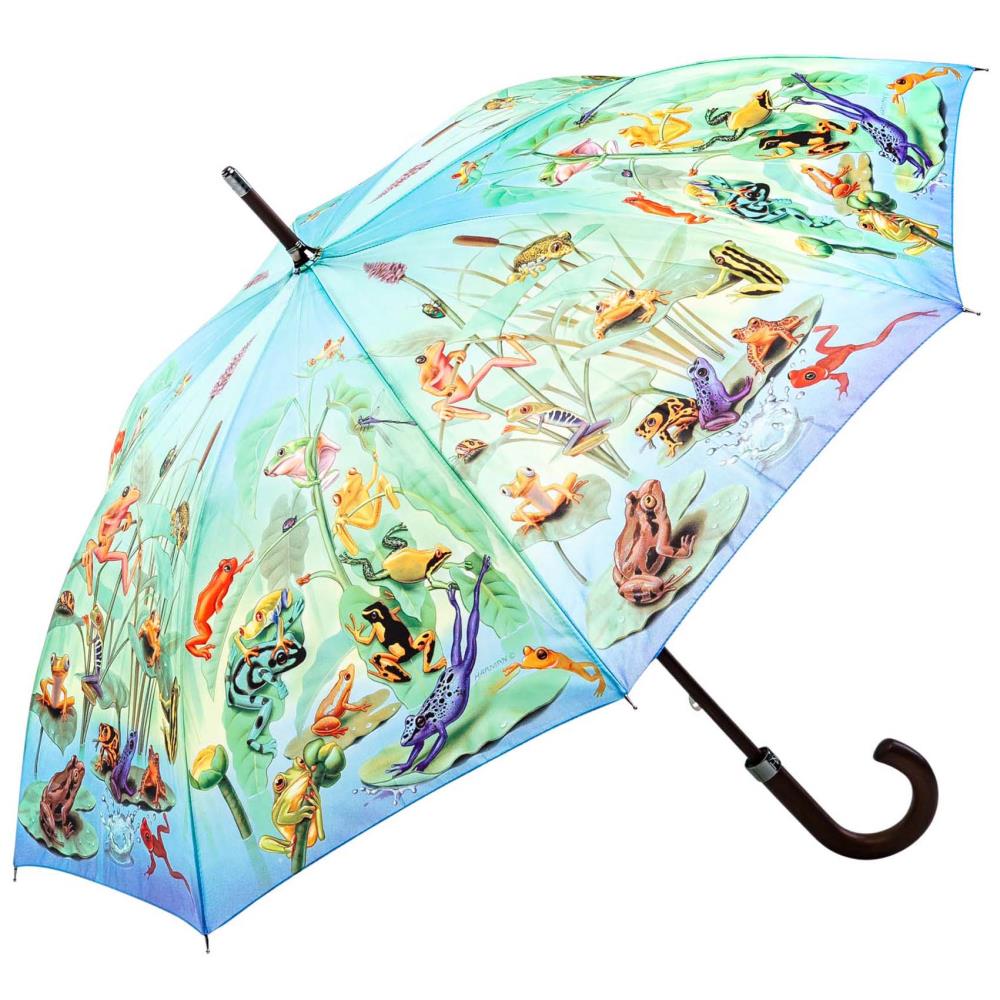 LUCKYWEATHER Regenschirm Stockschirm Damen/Herren Motiv Frog Family