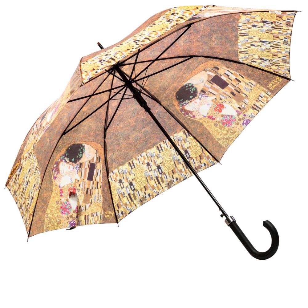 LUCKYWEATHER Regenschirm Stockschirm Damen Motiv The Kiss Auf-Automatik