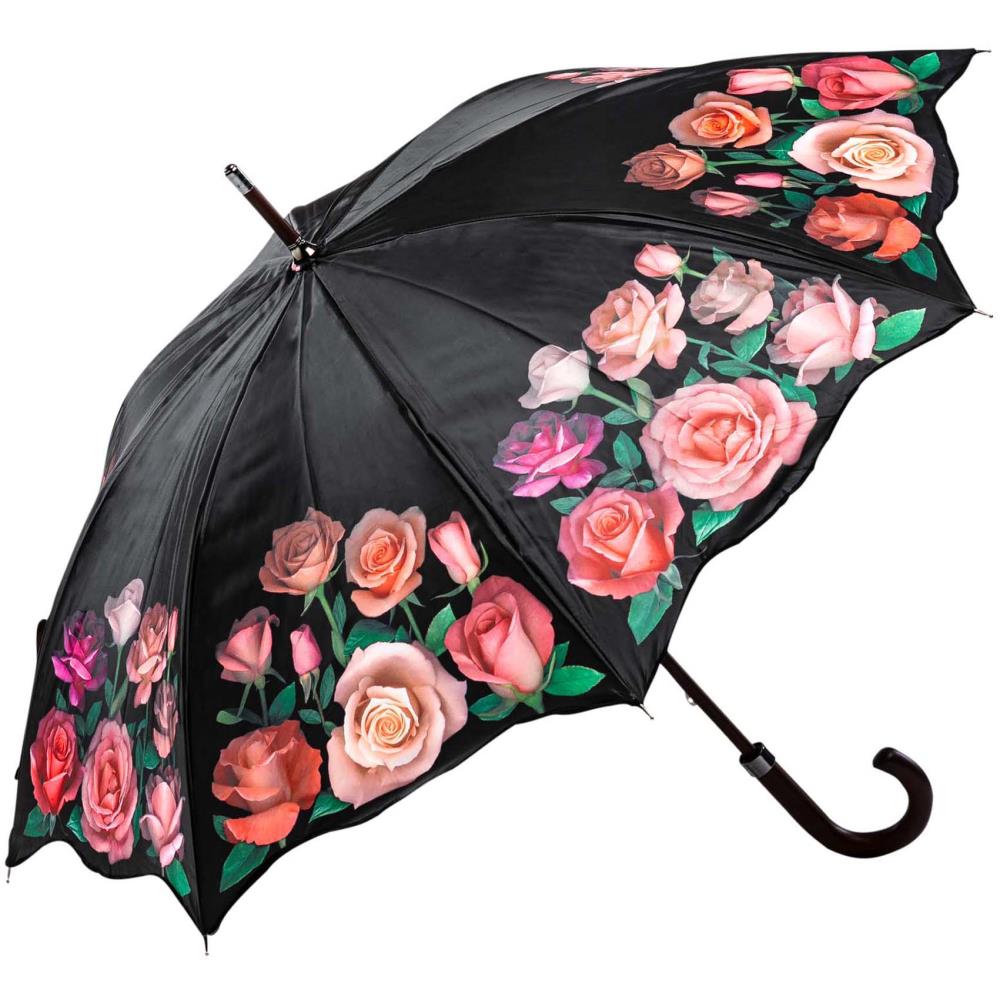 LUCKYWEATHER Regenschirm Stockschirm Damen Motiv Rosen
