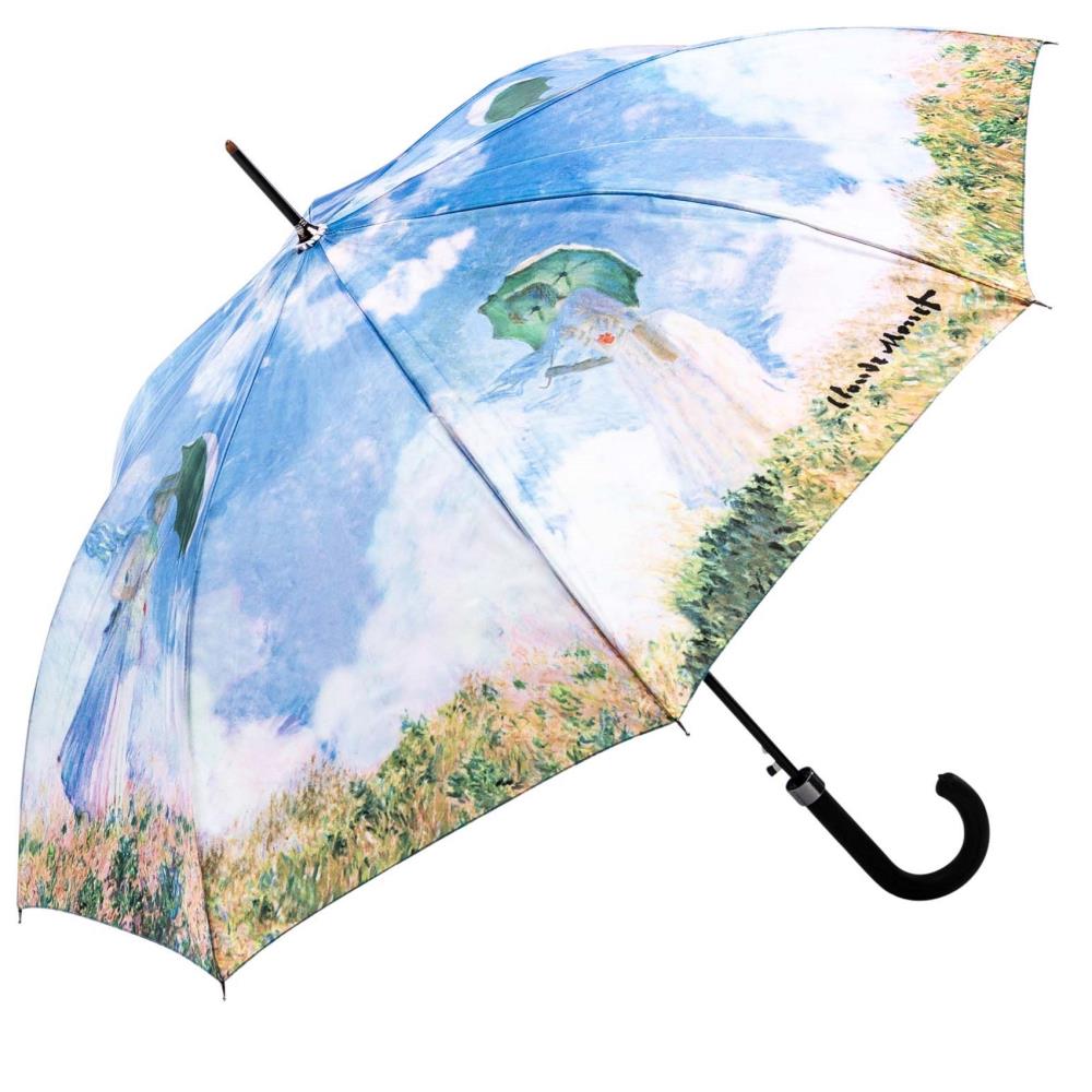 LUCKYWEATHER Regenschirm Stockschirm Damen Motiv Frau mit Sonnenschirm Auf-Automatik