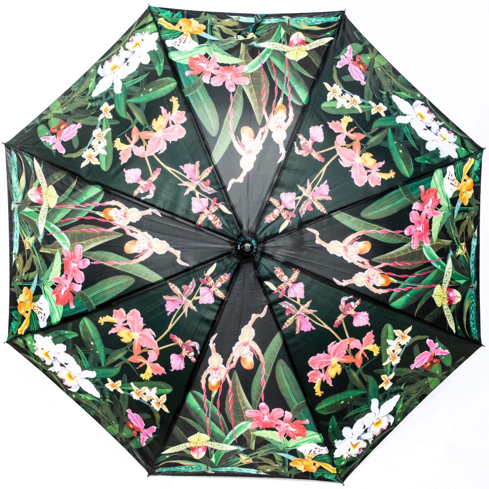 LUCKYWEATHER Regenschirm Stockschirm Damen Motiv Orchidee