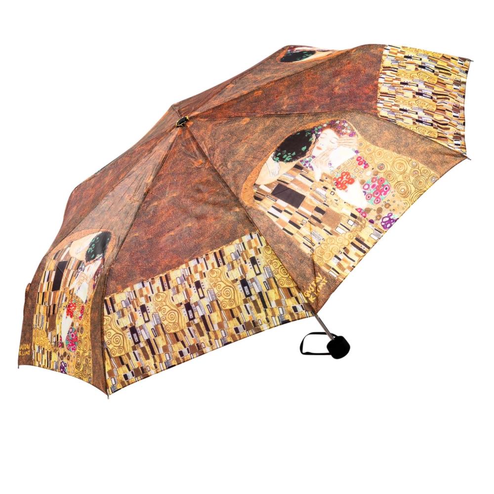 LUCKYWEATHER Regenschirm Taschenschirm Mini Damen Motiv Klimt The Kiss