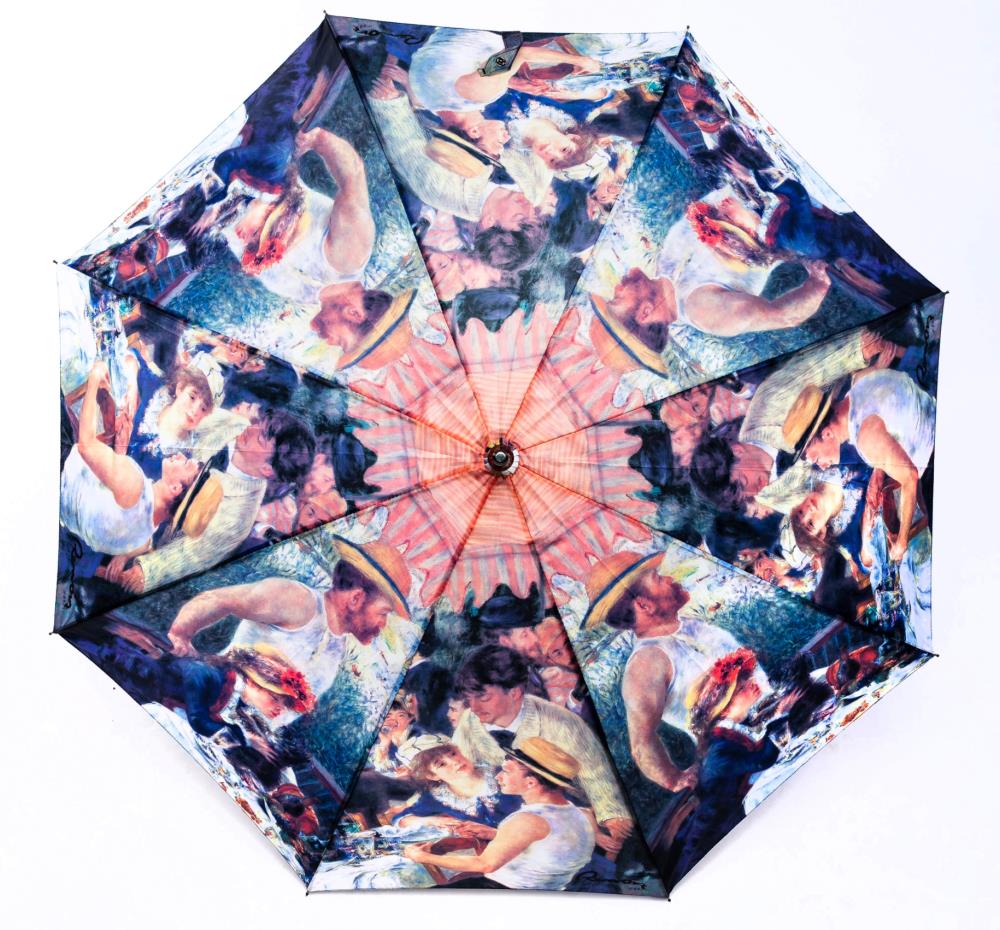 LUCKYWEATHER Regenschirm Stockschirm Damen/Herren Motiv Renoir Frühstück der Ruderer Holzstock