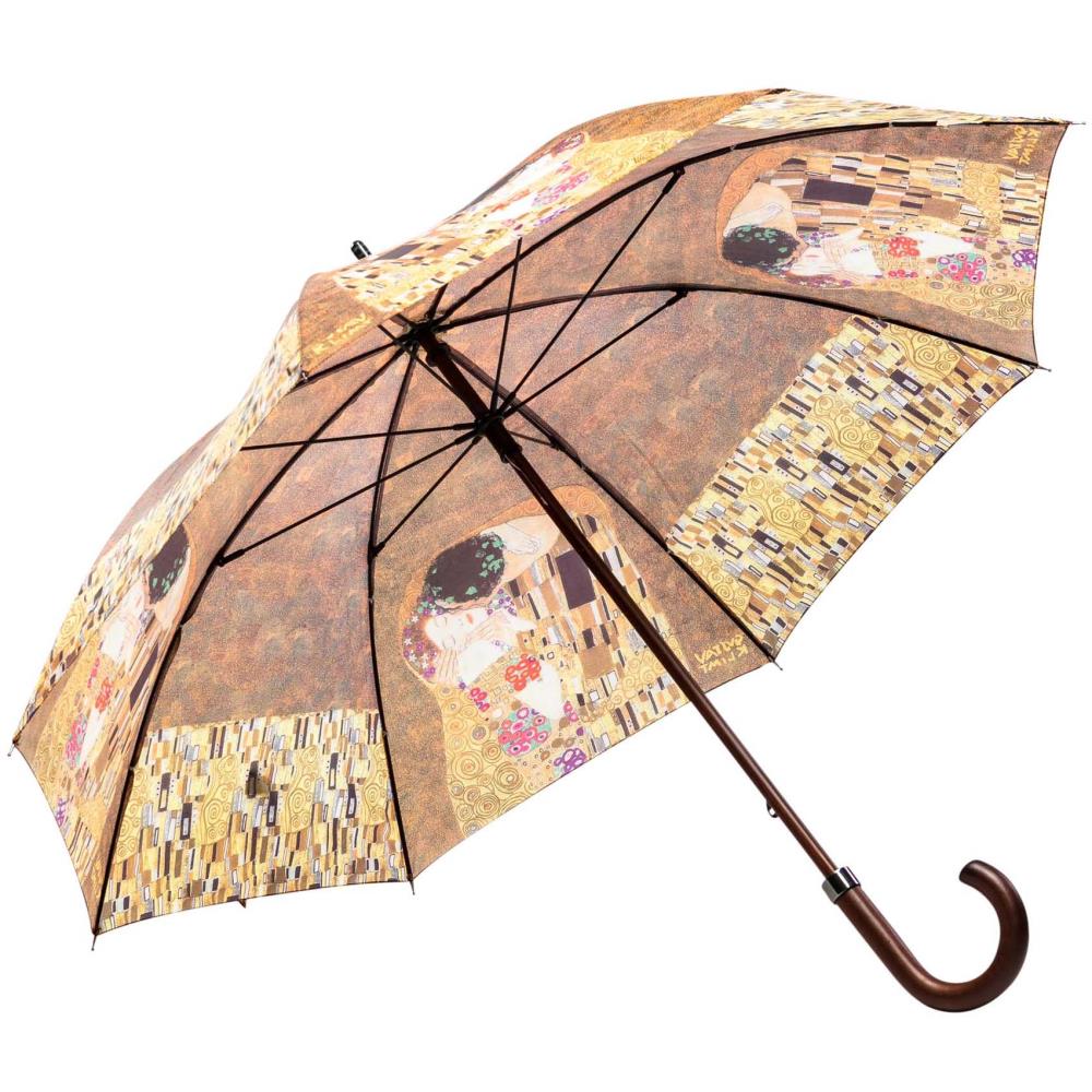 LUCKYWEATHER Regenschirm Stockschirm Damen Motiv Klimt The Kiss