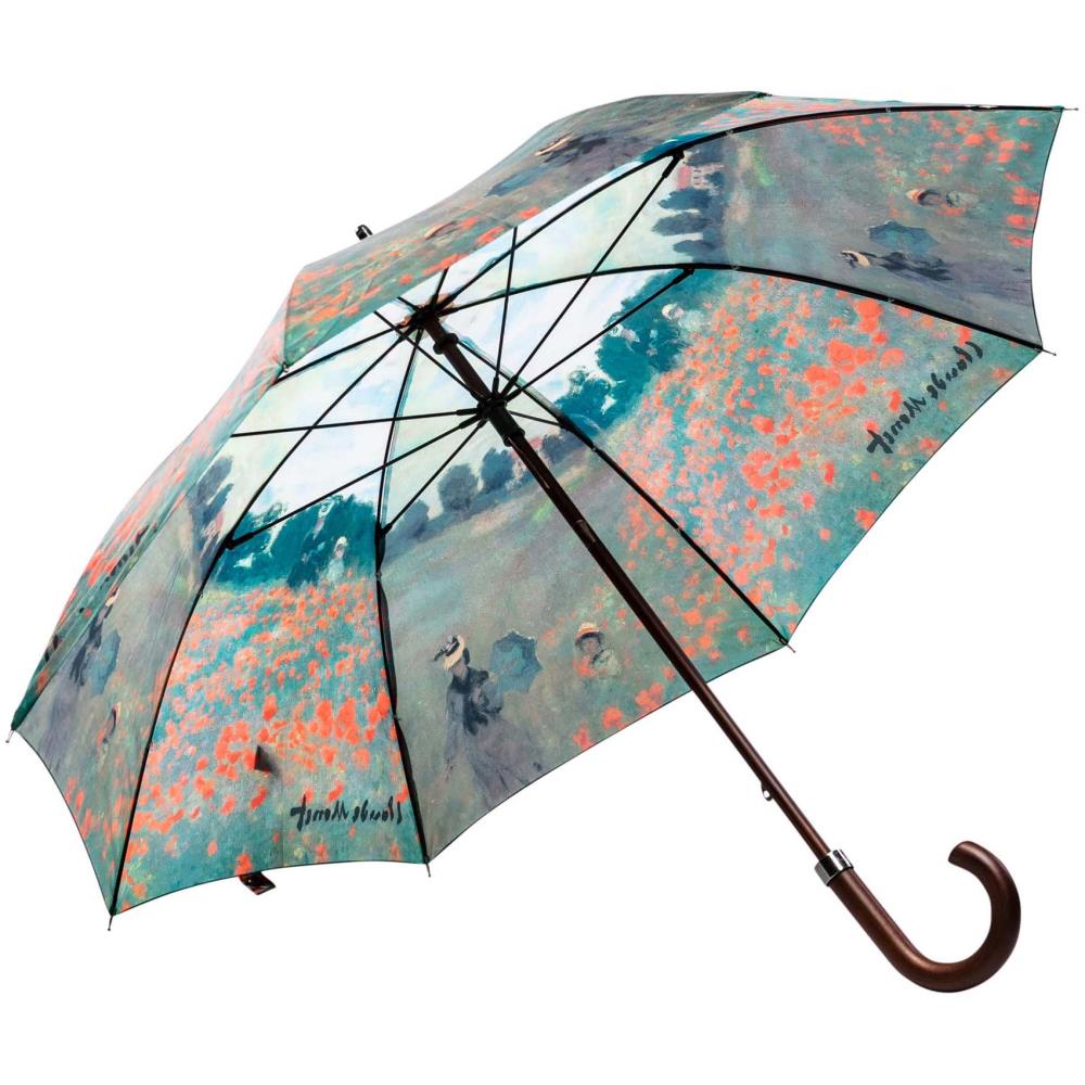 LUCKYWEATHER Regenschirm Stockschirm Damen Motiv Claude Monet Mohnblumenfeld