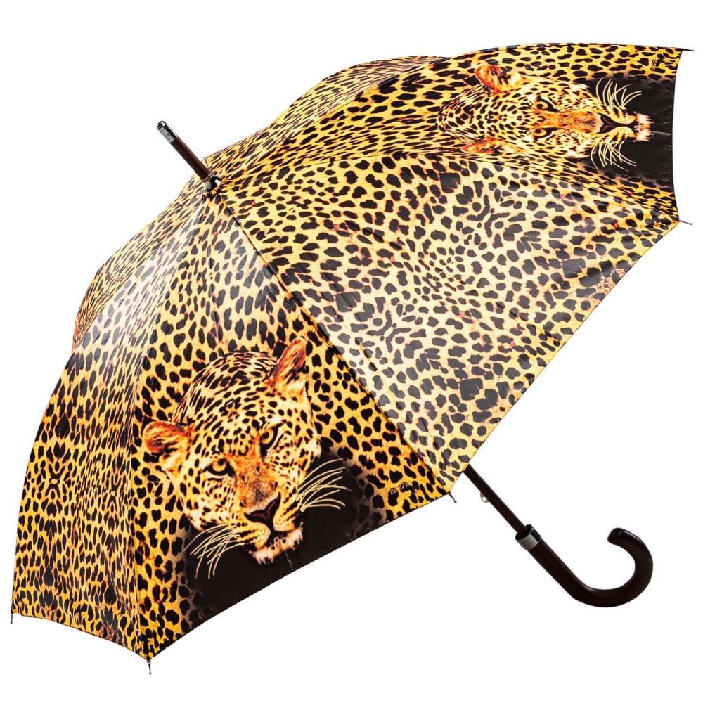 LUCKYWEATHER Regenschirm Stockschirm Damen/Herren Motiv Leopard