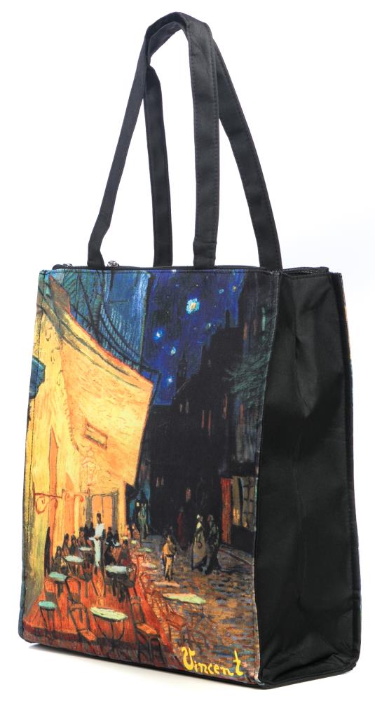 LUCKYWEATHER Shopper Einkaufstasche Twin Bag Damen Motiv Vincent van Gogh CAFÉTERASSE AM ABEND