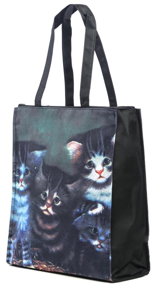 LUCKYWEATHER Shopper Einkaufstasche Twin Double Bag Damen Motiv J.C. Wilsion FOUR KITTENS (Kätzchen)