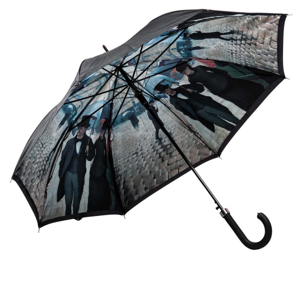 LUCKYWEATHER Regenschirm Stockschirm Damen/Herren Motiv Rainy Day in Paris Auf-Automatik Double Layer