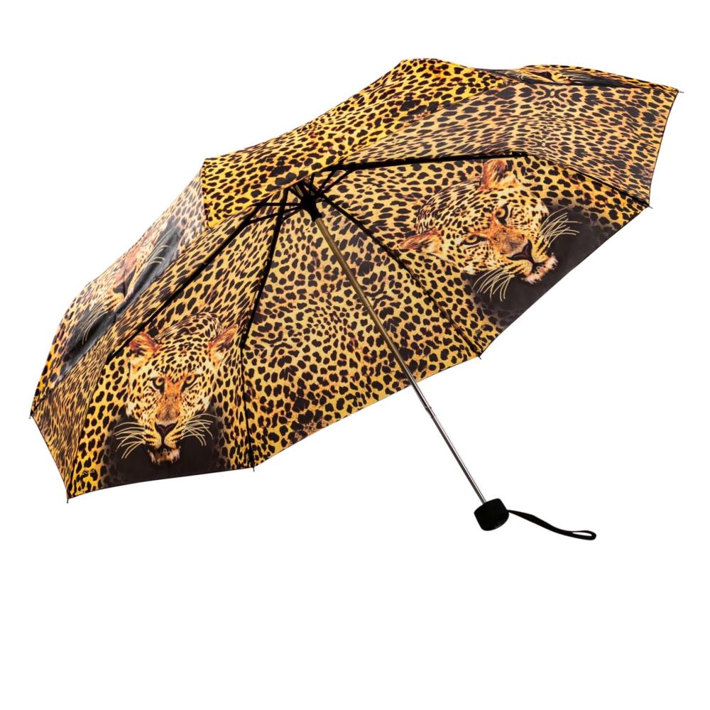 LUCKYWEATHER Regenschirm Taschenschirm Mini Damen/Herren Motiv Leopard