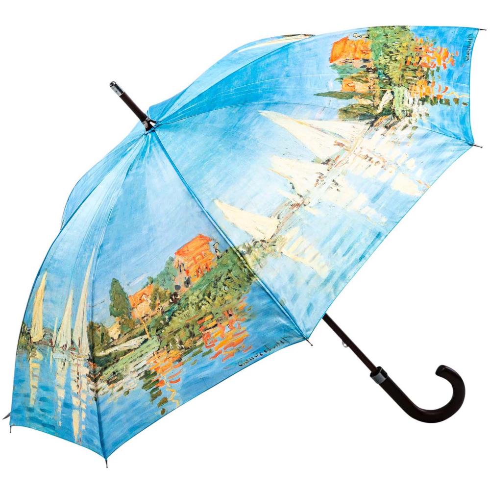 LUCKYWEATHER Regenschirm Stockschirm Damen/Herren Motiv Monet Regatta bei Argenteuil
