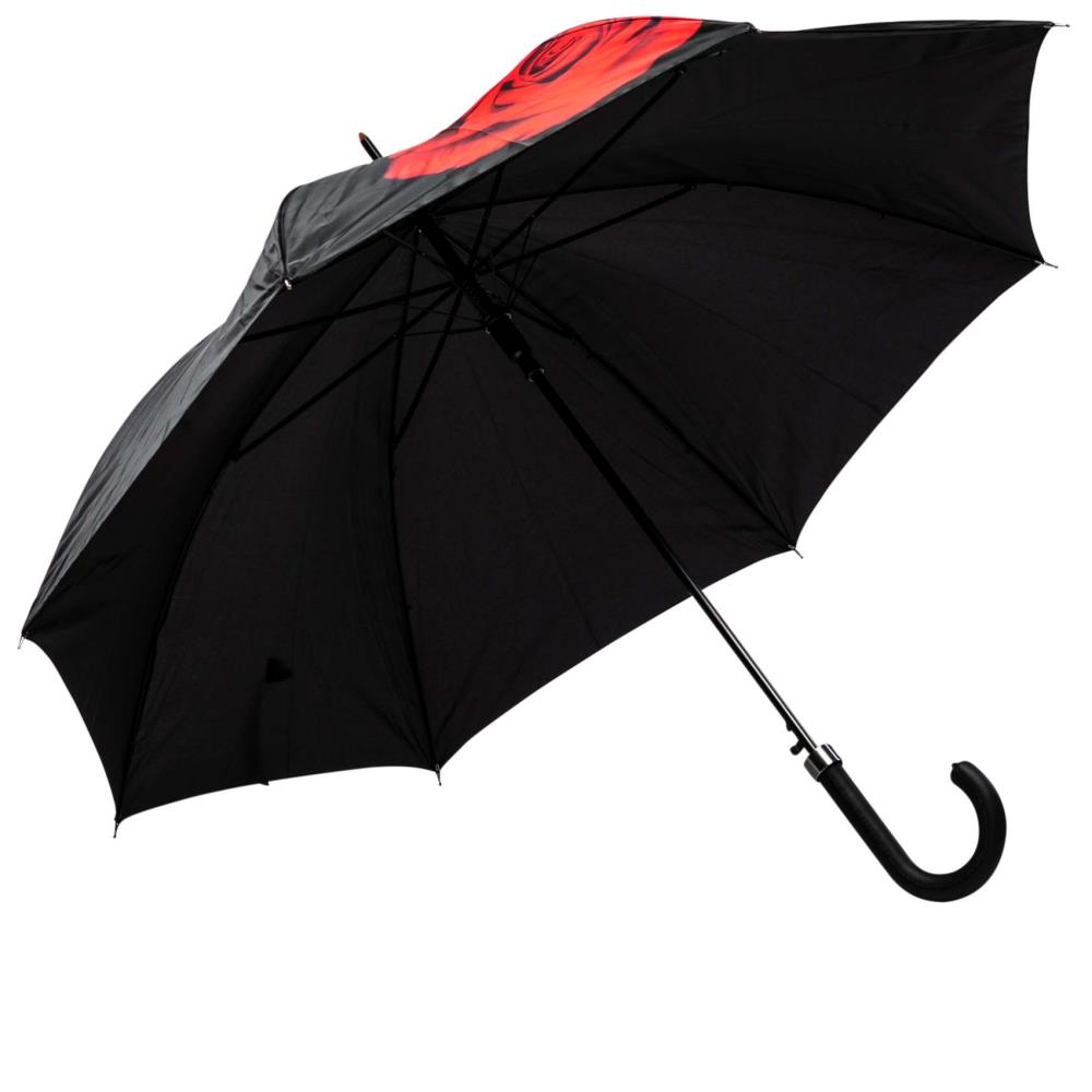 LUCKYWEATHER Regenschirm Stockschirm Damen Motiv Red Rose on Black Auf-Automatik