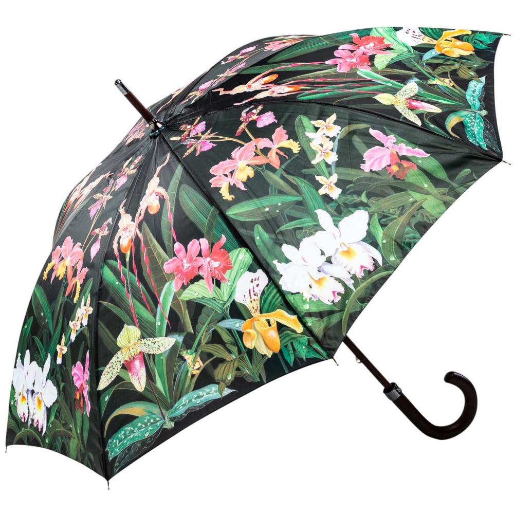 LUCKYWEATHER Regenschirm Stockschirm Damen Motiv Orchidee