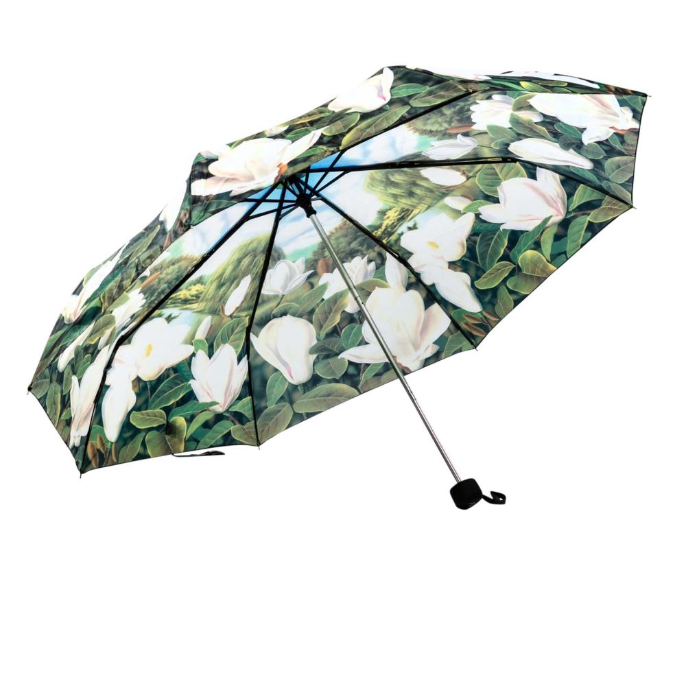 LUCKYWEATHER Regenschirm Taschenschirm Mini Damen Motiv Magnolien