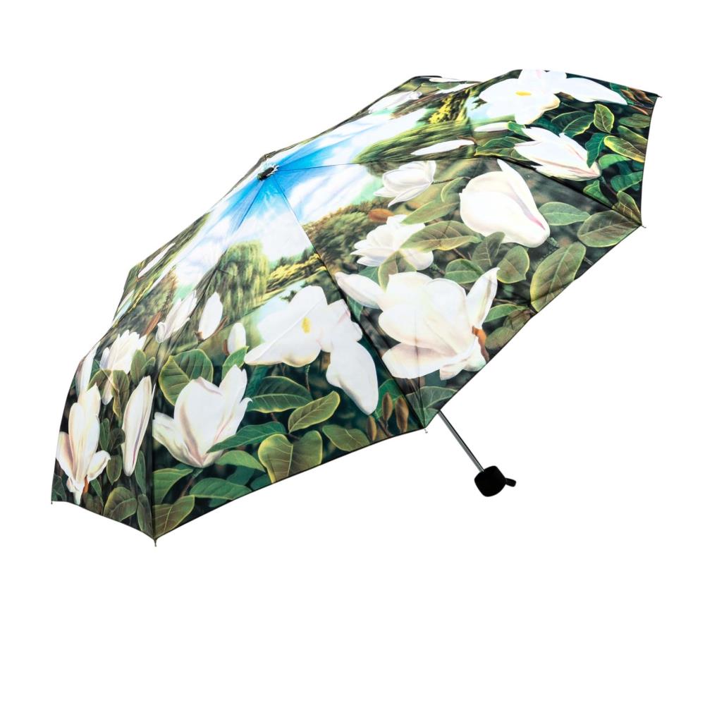 LUCKYWEATHER Regenschirm Taschenschirm Mini Damen Motiv Magnolien