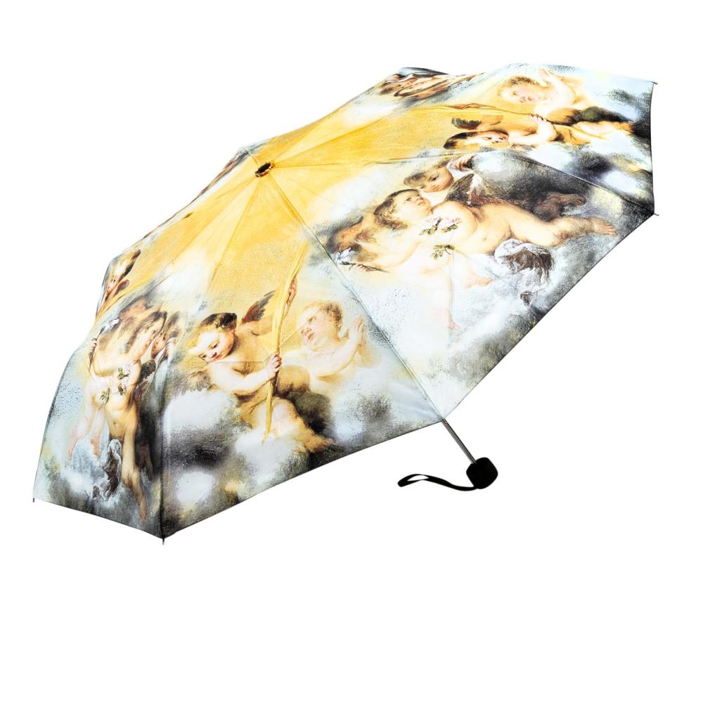 LUCKYWEATHER Regenschirm Taschenschirm Mini Damen Motiv Engel in den Wolken